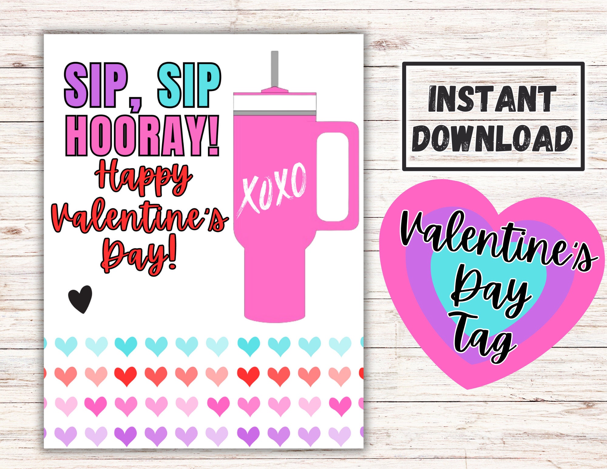 Valentine's Gift Tag/printable/instant Download/valentine's Day/cup/valentine Gift/stanley Cup