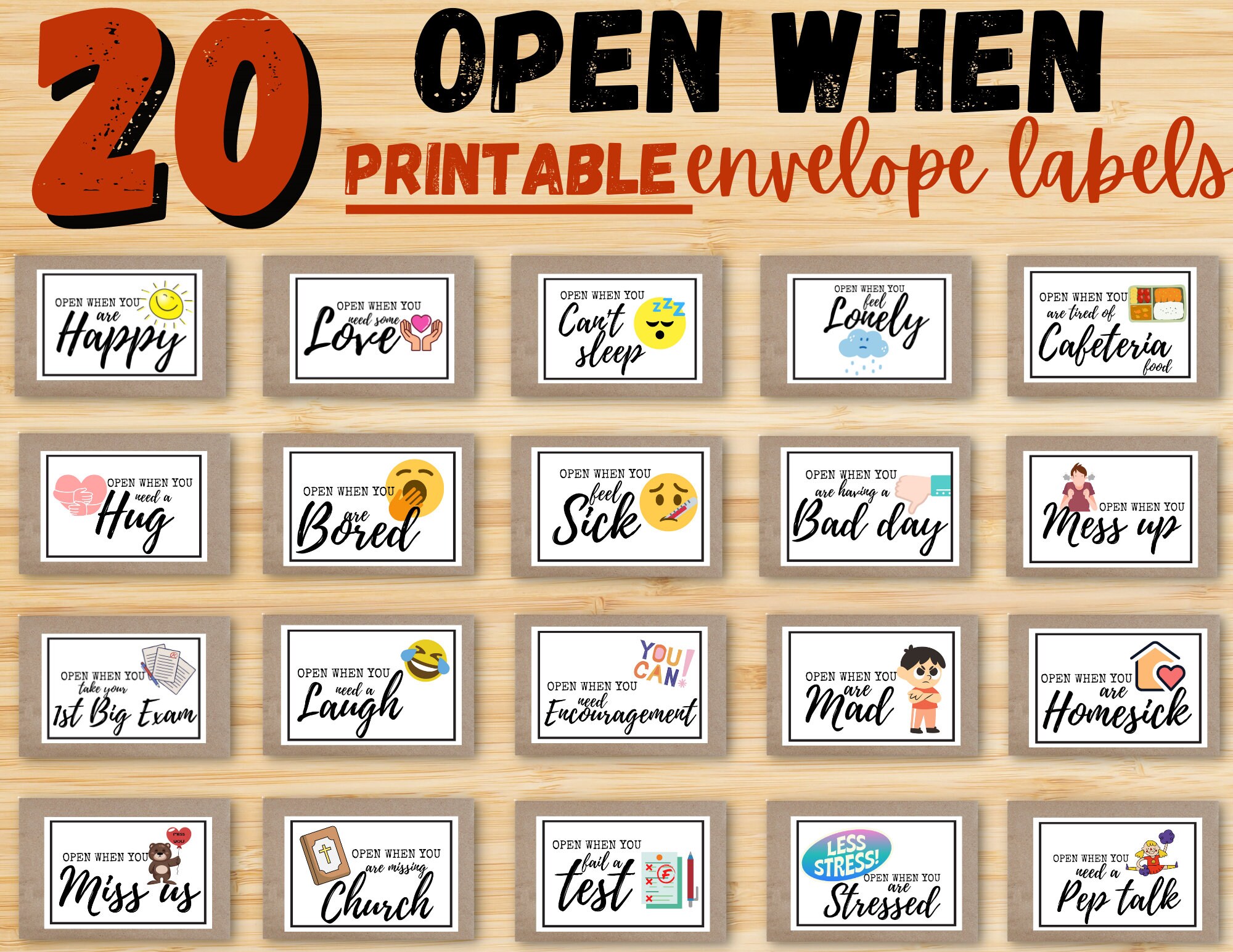 20 Open When Labels for College Students/open When Envelopes/college ...