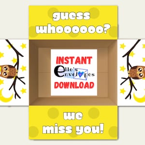 Miss You Care Package / Instant Download / Imprimable / College Care Package/ Box Flaps / Owl care package