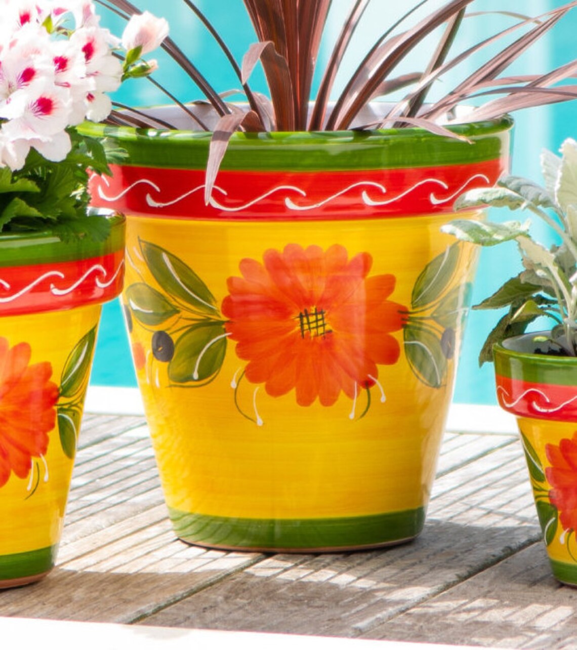 Sunshine Ceramica Olivar Design Pot Planter for outdoor or | Etsy