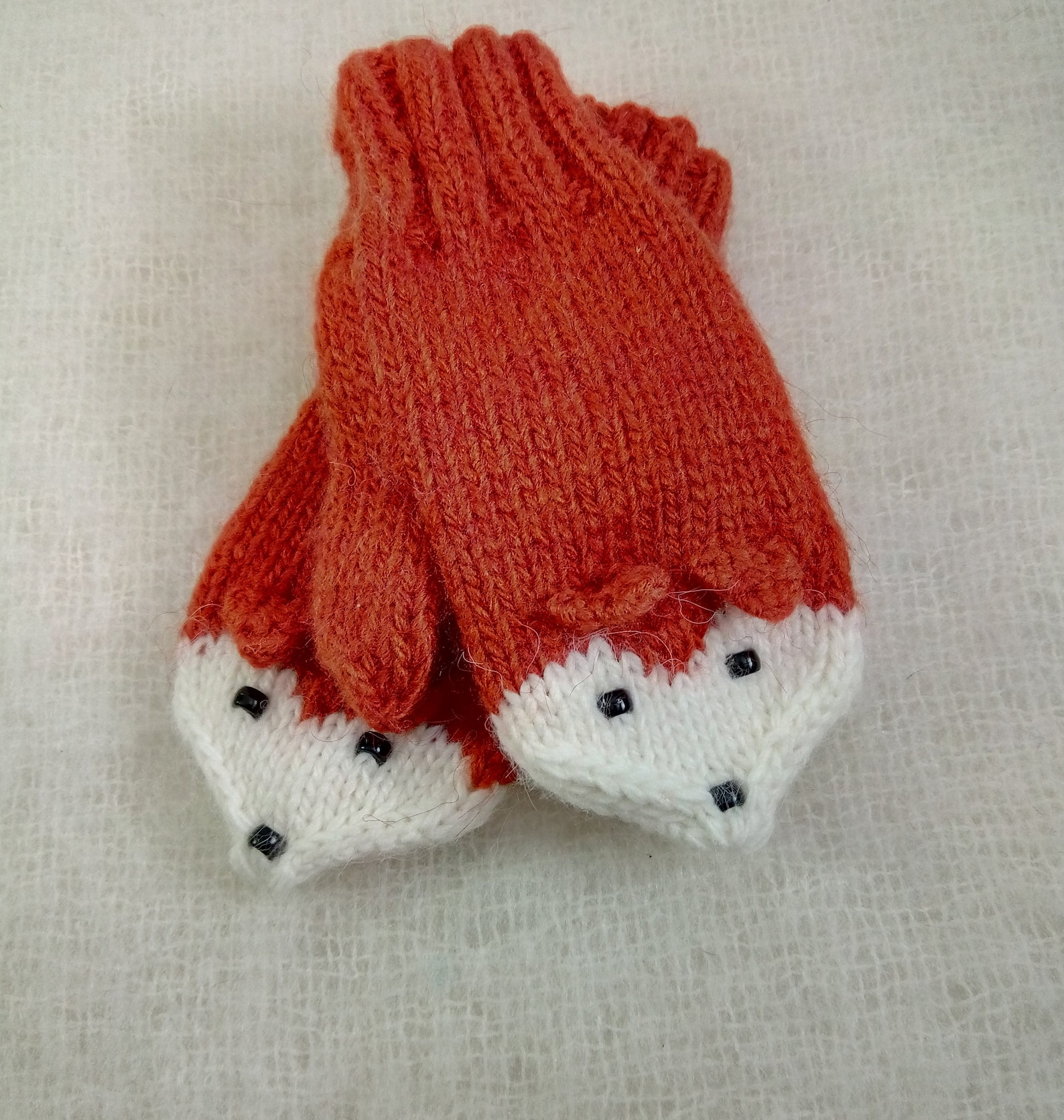 Winter kids mittens hand knitted animal mittens fox mittens Etsy