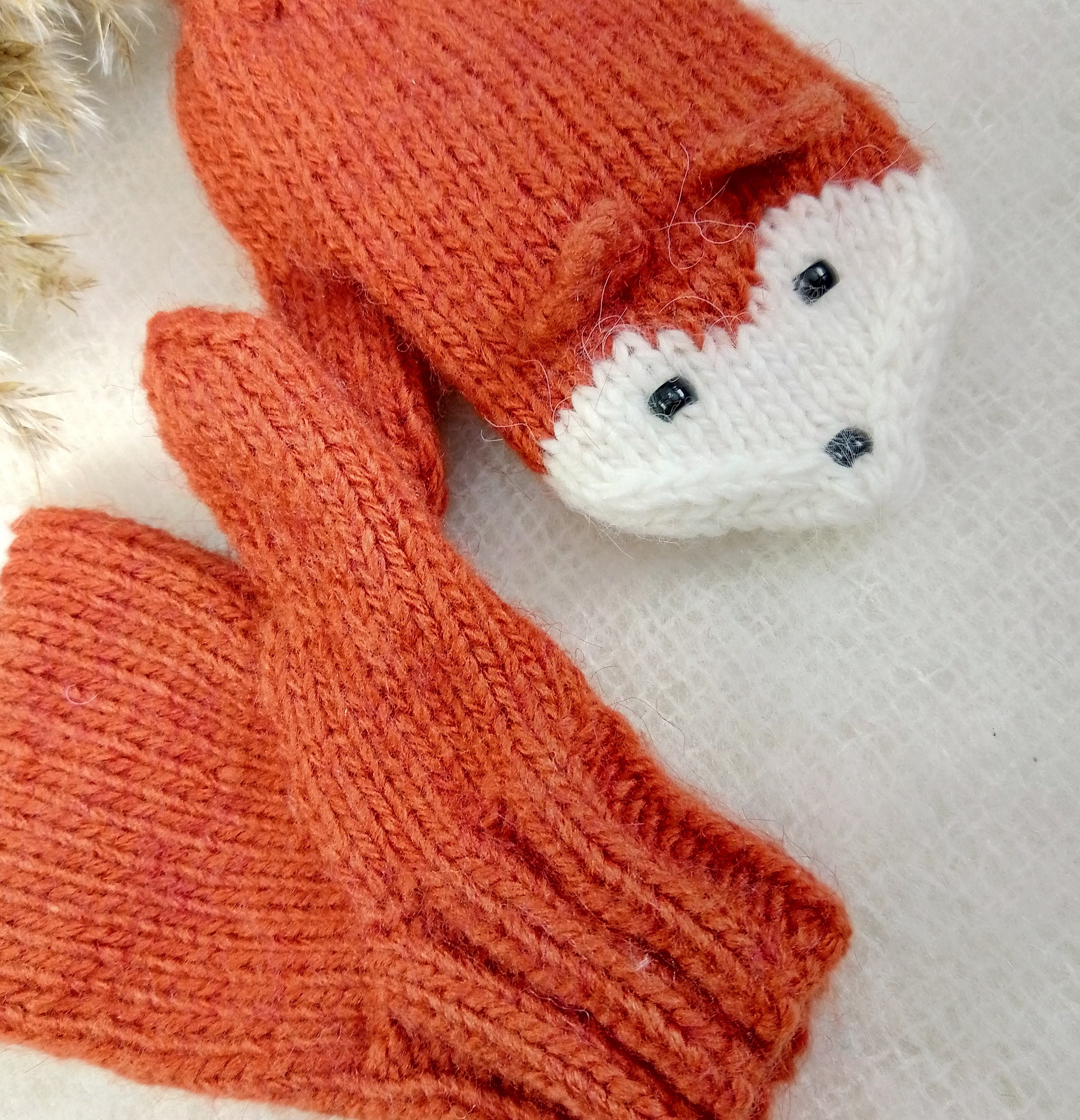 Winter kids mittens hand knitted animal mittens fox mittens Etsy