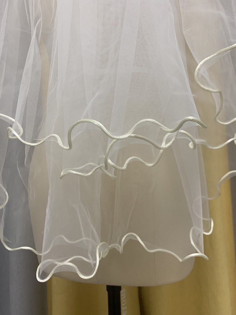 Double Layer Wedding Veil White Or Ivory Tulle Veil Simple Wedding Veil Pencil Edge Veil Short Bridal Veil
