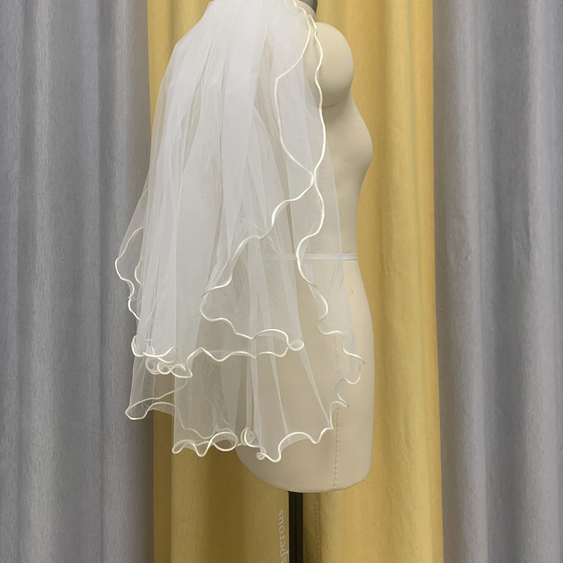 Double Layer Wedding Veil White Or Ivory Tulle Veil Simple Wedding Veil Pencil Edge Veil Short Bridal Veil