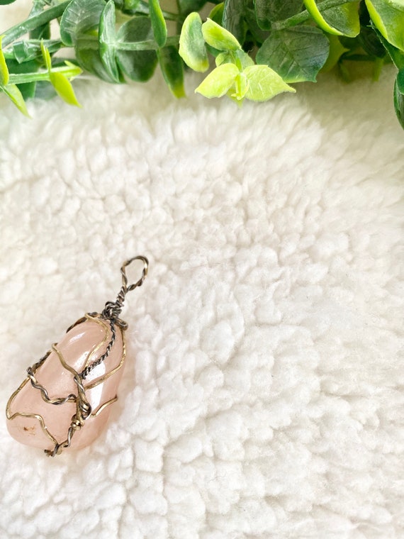 Wire Wrapped Rutilated Quartz in Sterling Silver Black Onyx Faceted Accent Wire Wrap