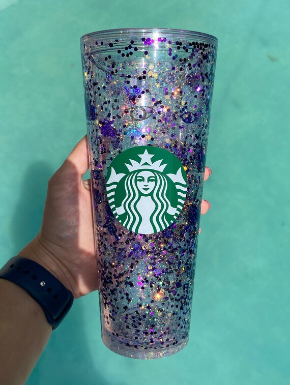 Custom Snow Globe Tumbler - Green/Gold Glitter