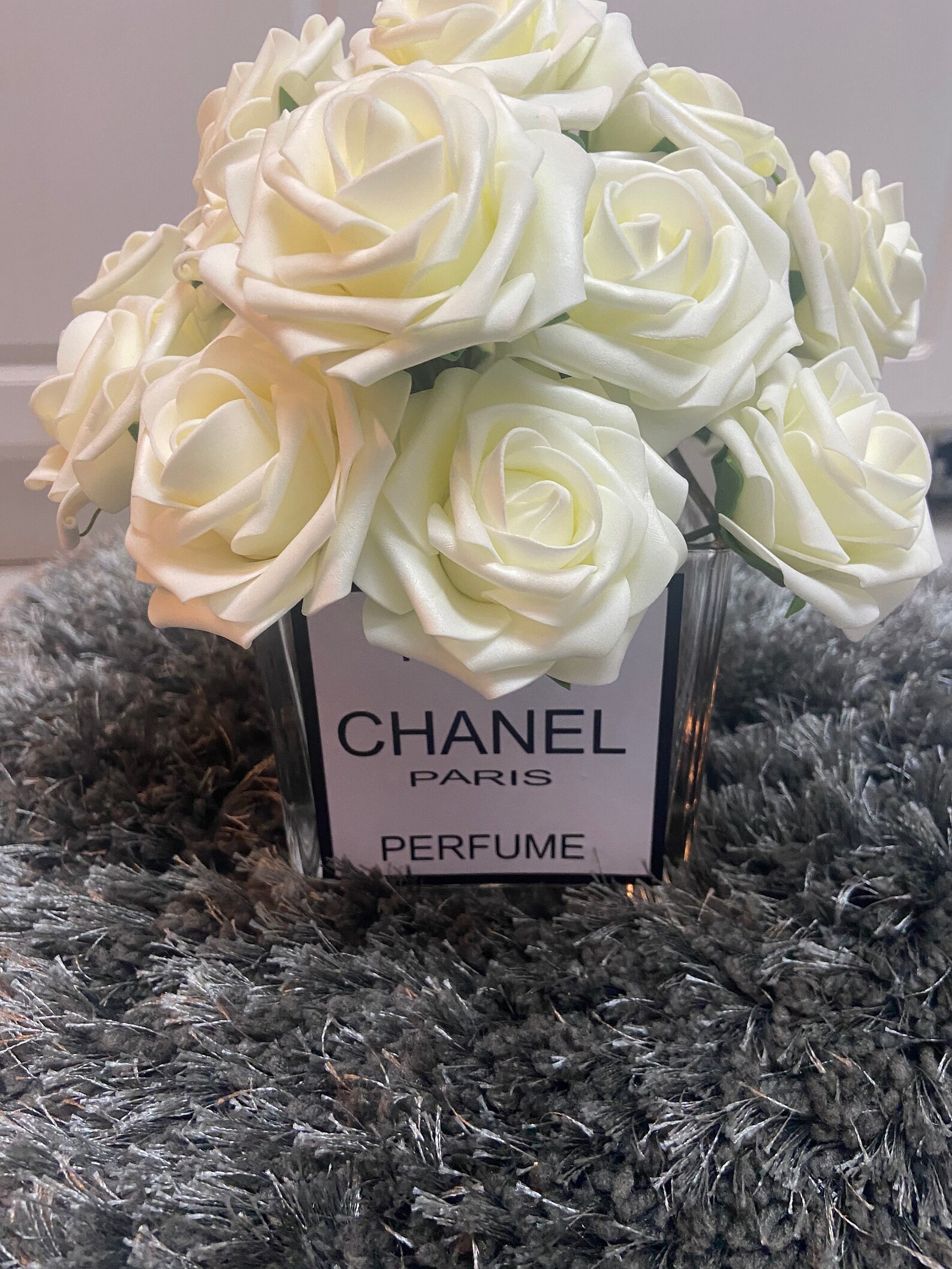 Chanel inspired vase with flowers// designer inspired vase // Etsy