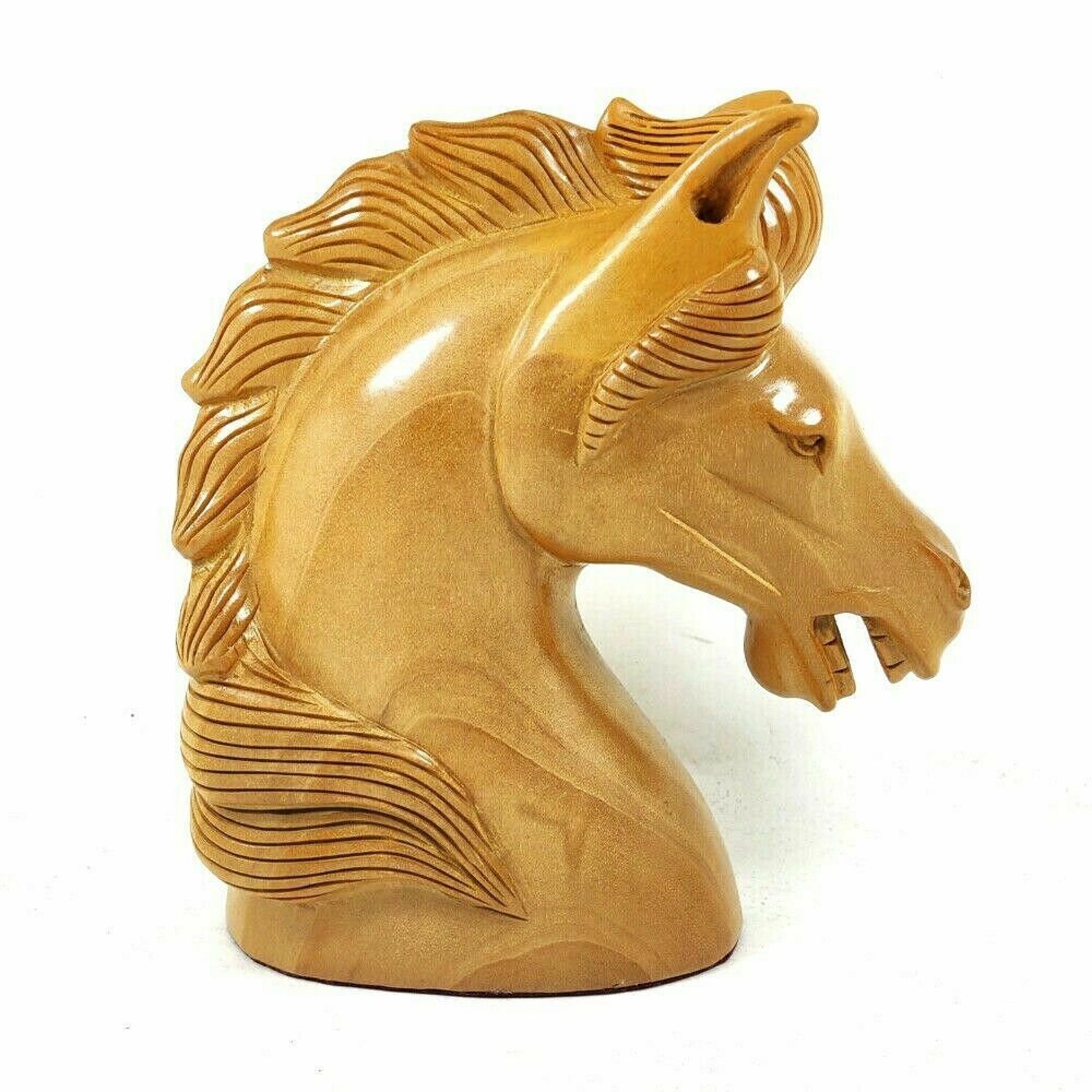 Horse Head Hand Carved Wooden Sculpture Statue Home Décor Etsy