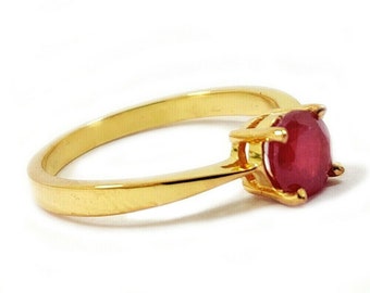 Ruby 14 KT Solid Yellow Gold Handmade Natural Red Round Gemstone Ring Jewelry Christmas/Diwali/Anniversary/Birthday Gift Top Quality