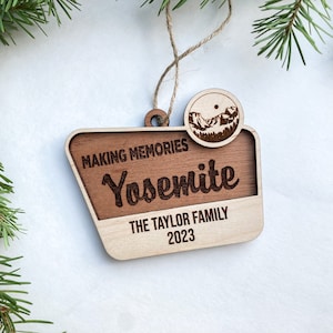 Yosemite National Park Ornament, Family Vacation Ornament, Travel Gift, Camping Gift, National Park Ornament, California