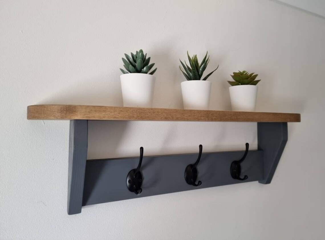 Coat Hook / Coat Hook With Shelf / Grey Coat Hook / Coat Rack Etsy UK