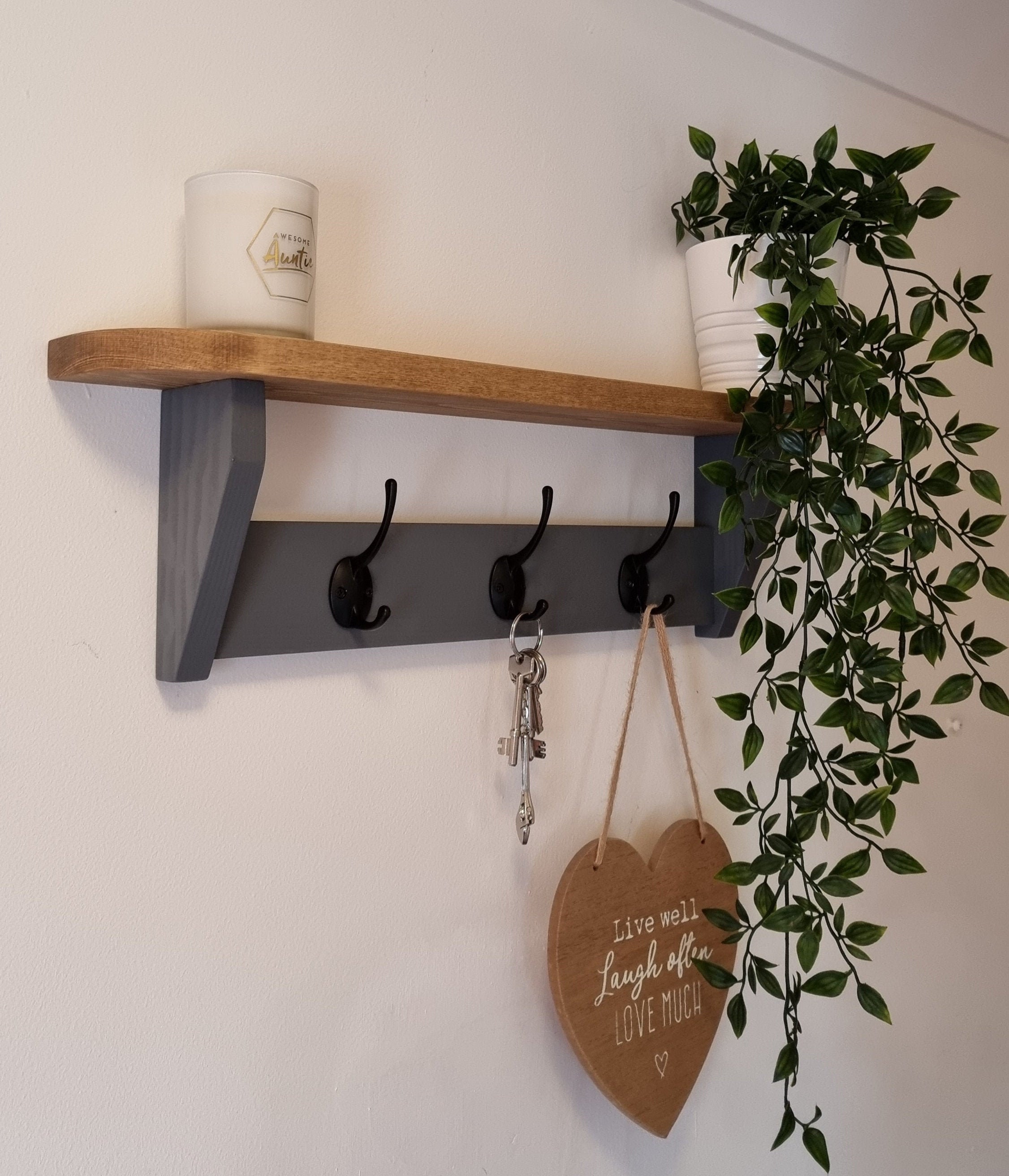 Coat Hook / Coat Hook With Shelf / Grey Coat Hook / Coat Rack Etsy UK