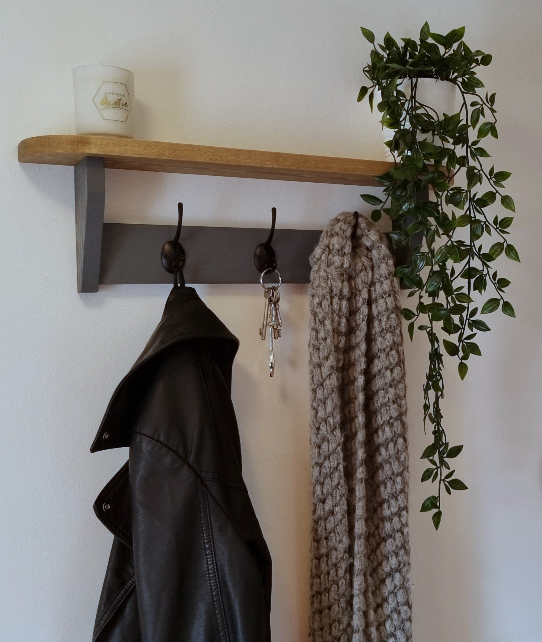 Coat Hook / Coat Hook With Shelf / Grey Coat Hook / Coat Rack Etsy UK