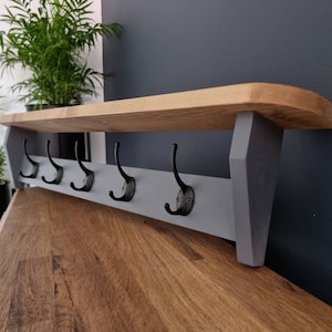 Coat hook with shelf / Grey Coat Hook / Coat Rack