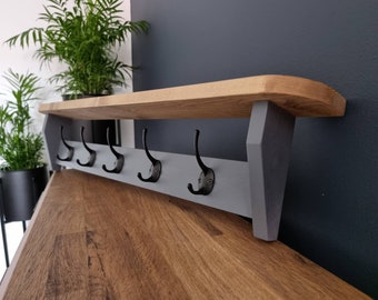 Coat hook with shelf / Grey Coat Hook / Coat Rack