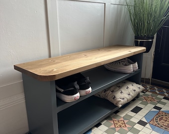 Hallway Bench with Shoe Storage: Curved Top