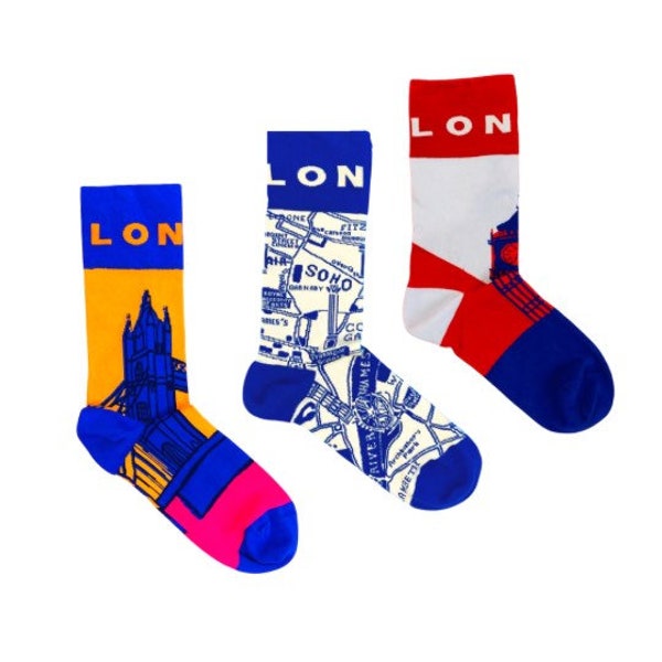 Paquet de 3 chaussettes Londonpop | Chaussettes de Noël| Chaussettes Londres | Coffret cadeau chaussettes