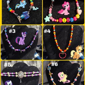 My Little Pony, Fandom jewelry, handmade jewelry, Fluttershy, Apple Jack, Rarity, Twilight Sparkle, Pinkie Pie, Rainbow Dash