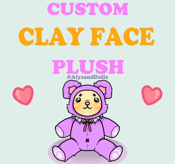 stuffed animals with clay faces