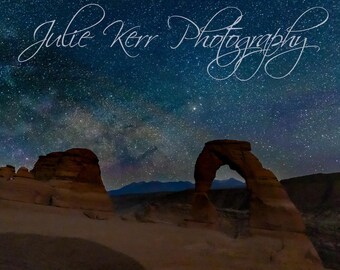 Milky Way Over Delicate Arch in Early Summer, Arches National Park, Moab, Utah.  Available in multiple formats.