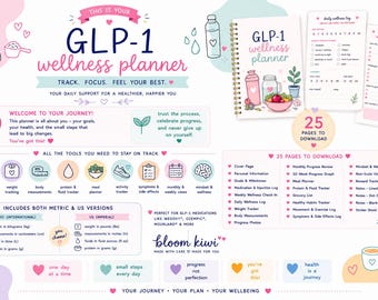 GLP-1 Wellness Planner | Weight, Injection, Meal Tracker (Digital Download) A4, US letter ,PDF