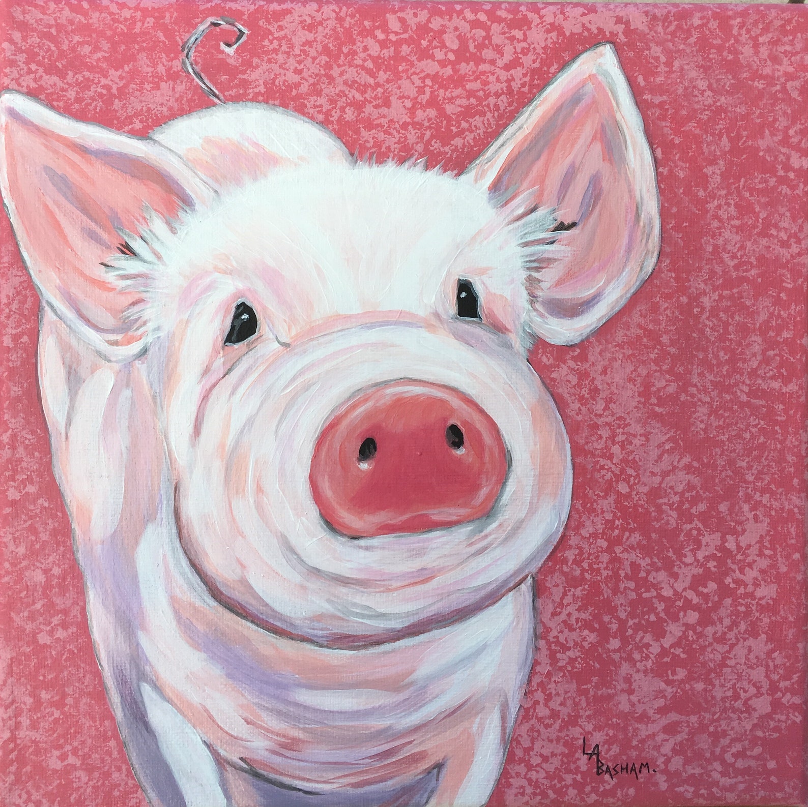 Wilbur the Pig Art Print From Acrylic Painting by Lou Ann - Etsy