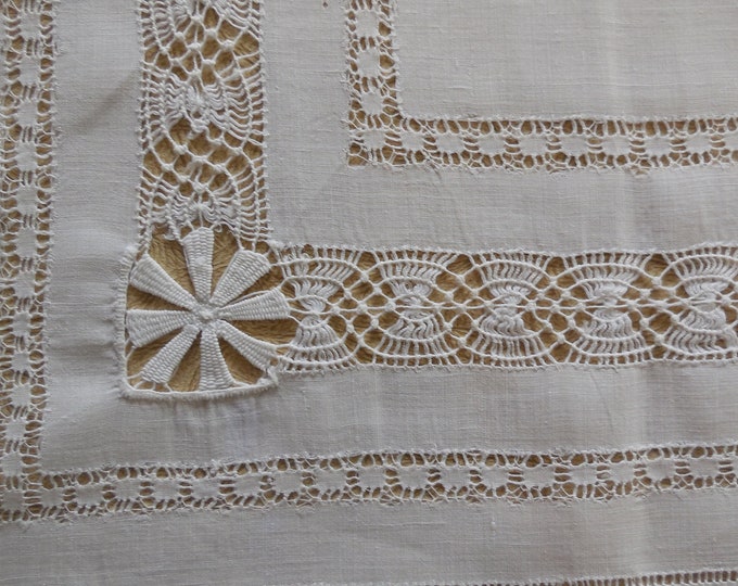 Antique Italian Needle Lace Table Linen Etsy
