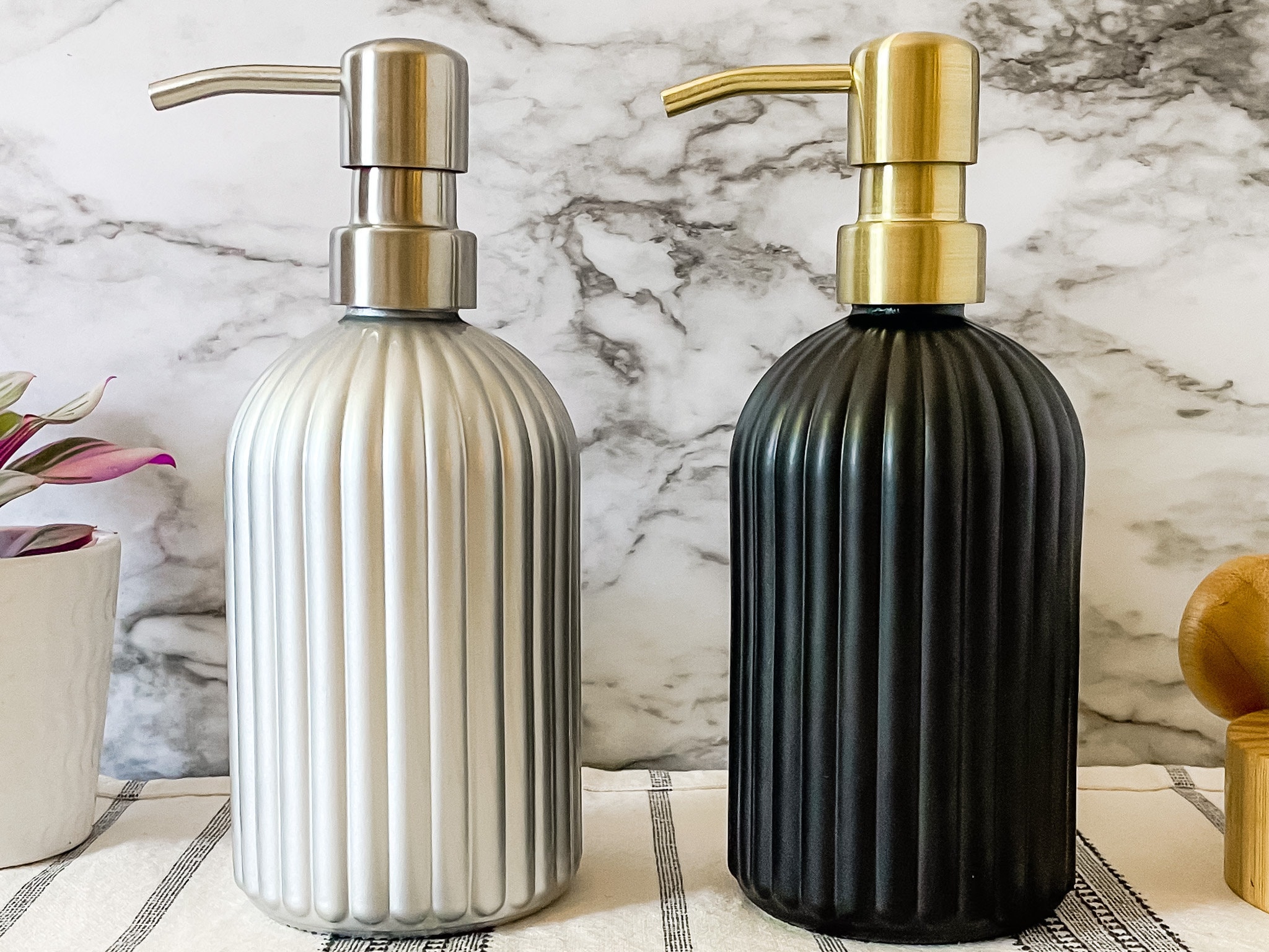 Vintage 14 oz. Glass Liquid Soap Dispenser Bottle | Refillable | Hand Soap or Dish Soap | 304 Stainless Steel Metal Pump | Gift | Apothecary