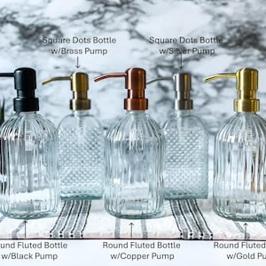 Vintage 14 oz. Glass Liquid Soap Dispenser Bottle | Refillable | Hand Soap or Dish Soap | 304 Stainless Steel Metal Pump | Gift | Apothecary