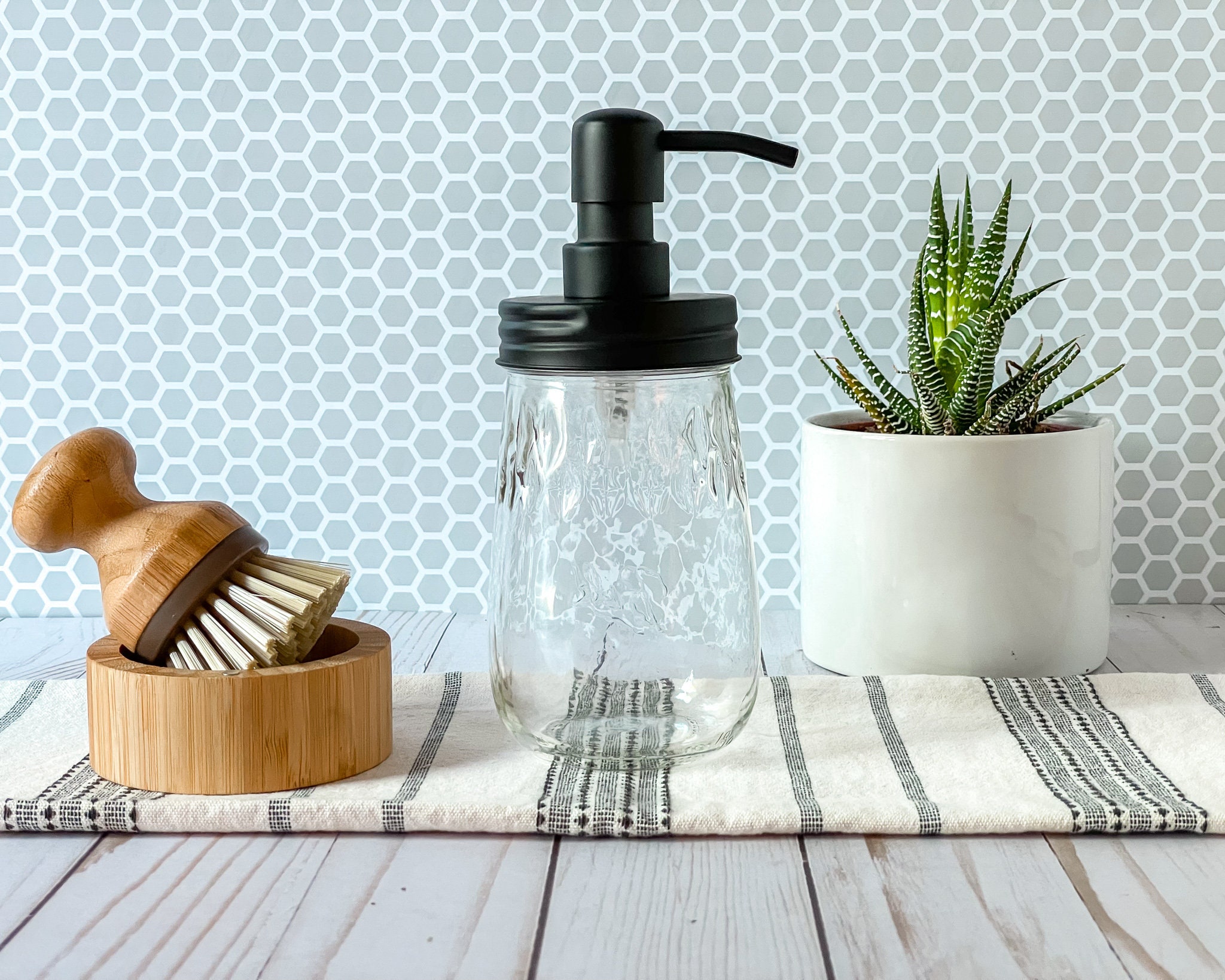 Fluted Mason Jar Soap Dispenser 16 Oz. Glass Refillable Etsy