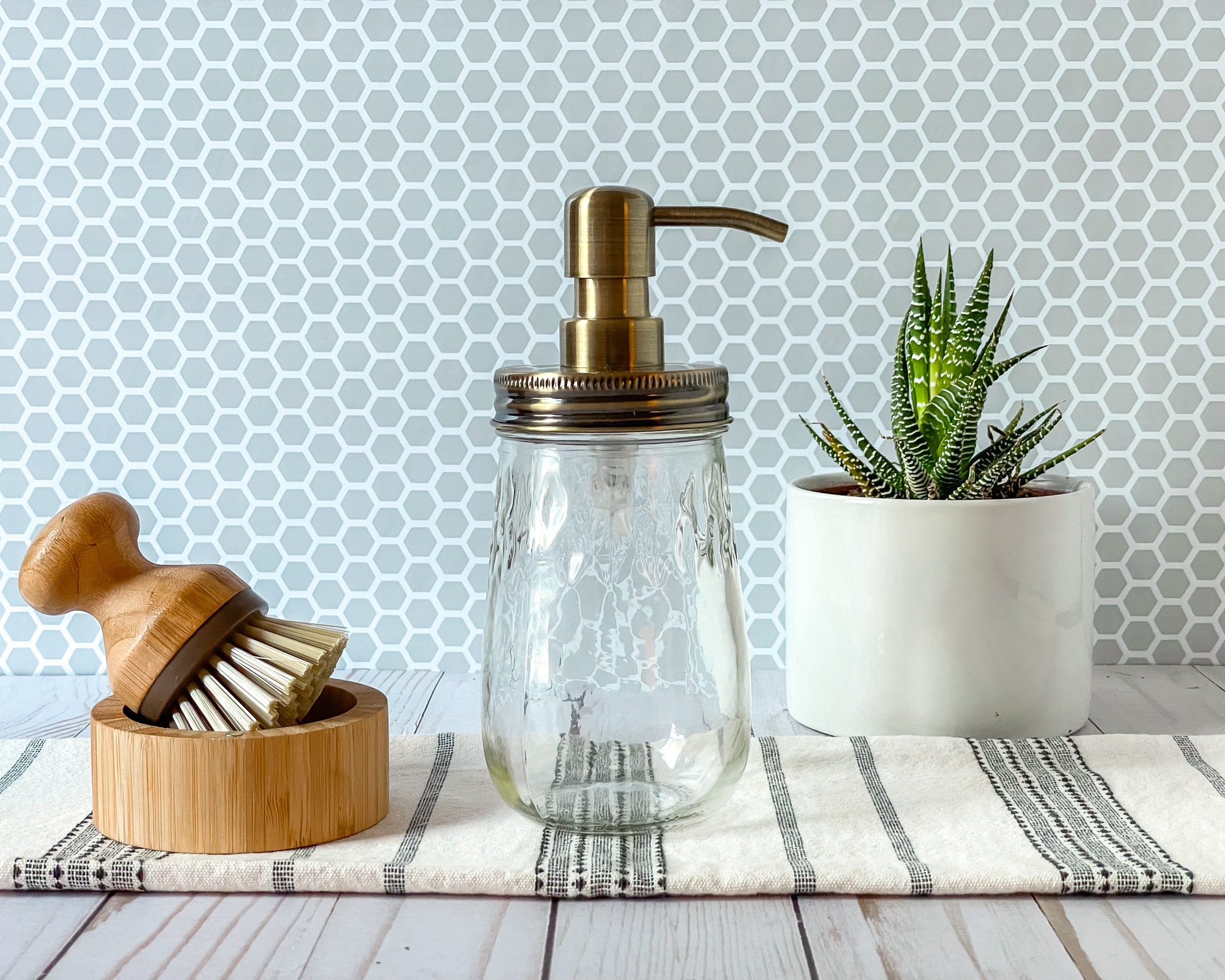 Fluted Mason Jar Soap Dispenser 16 Oz. Glass Refillable Etsy