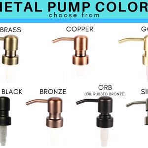 Metal Pump for 16 and 8 oz Glass Bottles | Soap Pump | Lotion Pump | Dish Soap Pump | Black | Gold | Silver | Brass | Copper