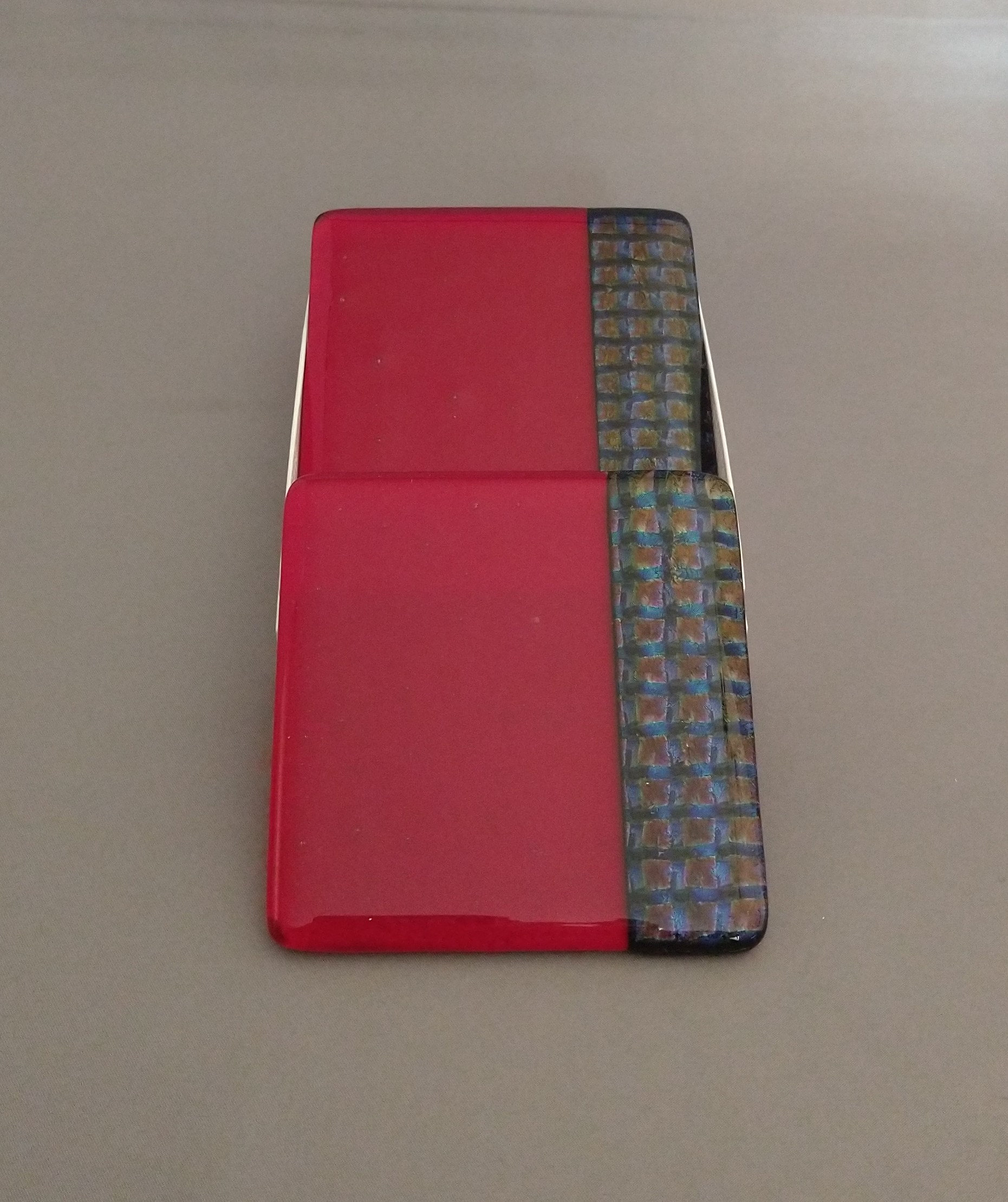 Red and Multi Coloured Fused Glass Coaster Etsy UK