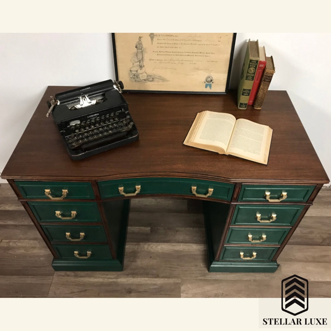 SOLD Vintage Emerald Green Desk Etsy