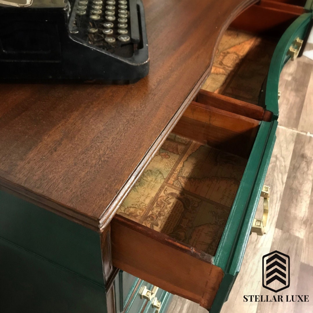 SOLD Vintage Emerald Green Desk Etsy