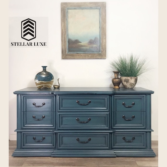 Vintage blue dresser deals