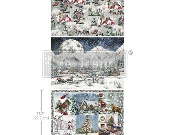 NEW - SNOWFALL SPLENDOR A3 11.7" x 16.5" Decoupage Paper,  Paper for Decoupage, ReDesign with Prima, Decoupage Napkins,  Mixed Media