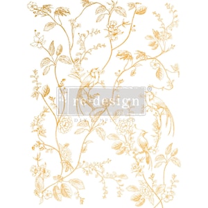 NEW - A BIRD SONG  Gold Foil Kacha Rub On Transfers For Furniture, Furniture Decals, ReDesign With Prima Transfers, Furniture Transfers