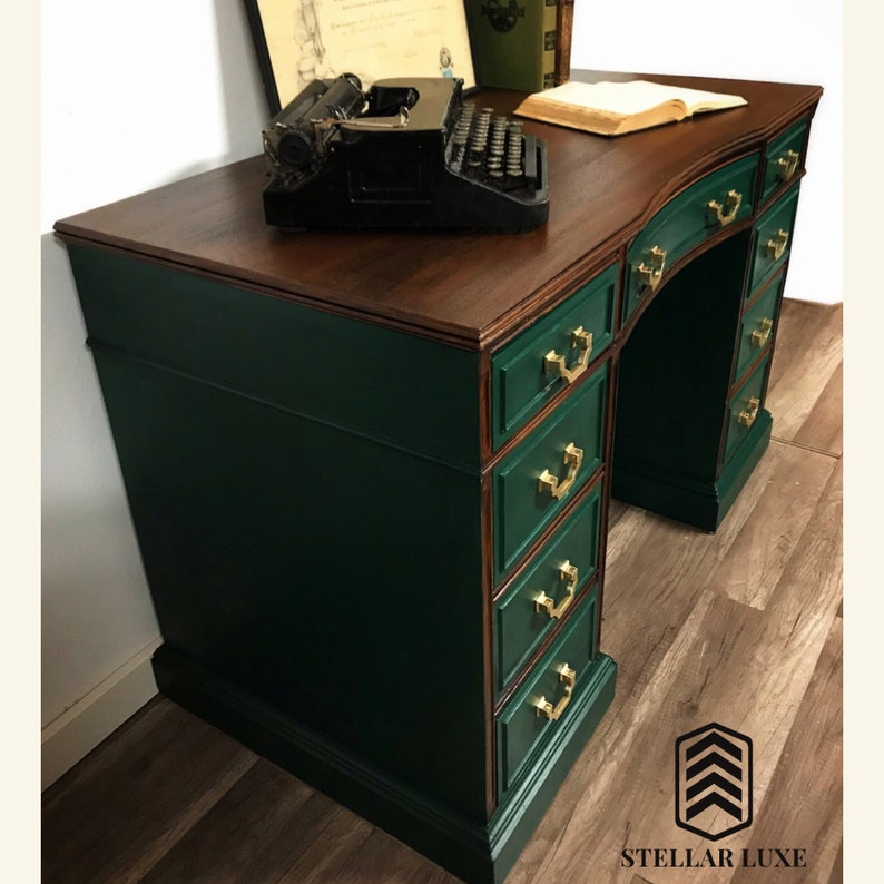 SOLD Vintage Emerald Green Desk Etsy