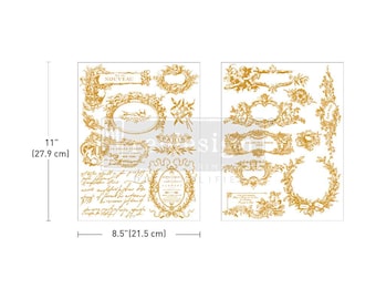 New - LABEL DE LUXE Gold Foil Kacha Rub On Transfers For Furniture, Furniture Decals, ReDesign With Prima Transfers, Furniture Transfers