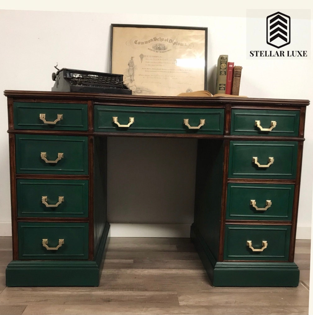 Antique green desk deals