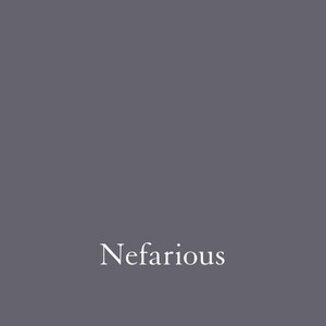 May include: The word "Nefarious" in white text on a dark gray background.