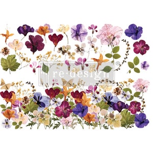 NEW- PRESSED FLOWERS Rub On Transfers For Furniture, Furniture Decals, ReDesign With Prima Transfers