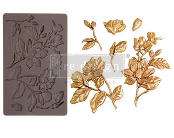 NEW - MAGNOLIA BLOOMS Mould by redesign with Prima, *Food Safe*, Resin, Clay, Furniture Embellishments