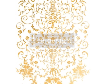 NEW - MANOR SWIRLS Gold Foil Kacha Rub On Transfers For Furniture, Furniture Decals, ReDesign With Prima Transfers, Furniture Transfers