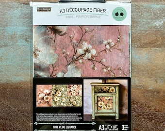 NEW - Pure Petal Elegance -  A3 11.7" x 16.5" Decoupage Paper,  Paper for Decoupage, ReDesign with Prima, Decoupage Napkins,  Mixed Media