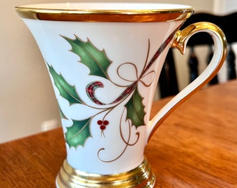 Lenox China HOLIDAY NOUVEAU Large Accent Mug Gold Christmas Tartan