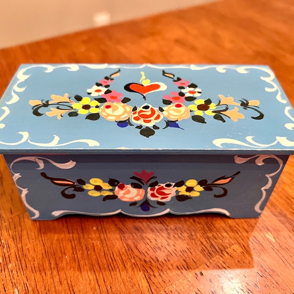 Vintage German Dora Kuhn Dollhouse Miniature Furniture Painted Chest Floral