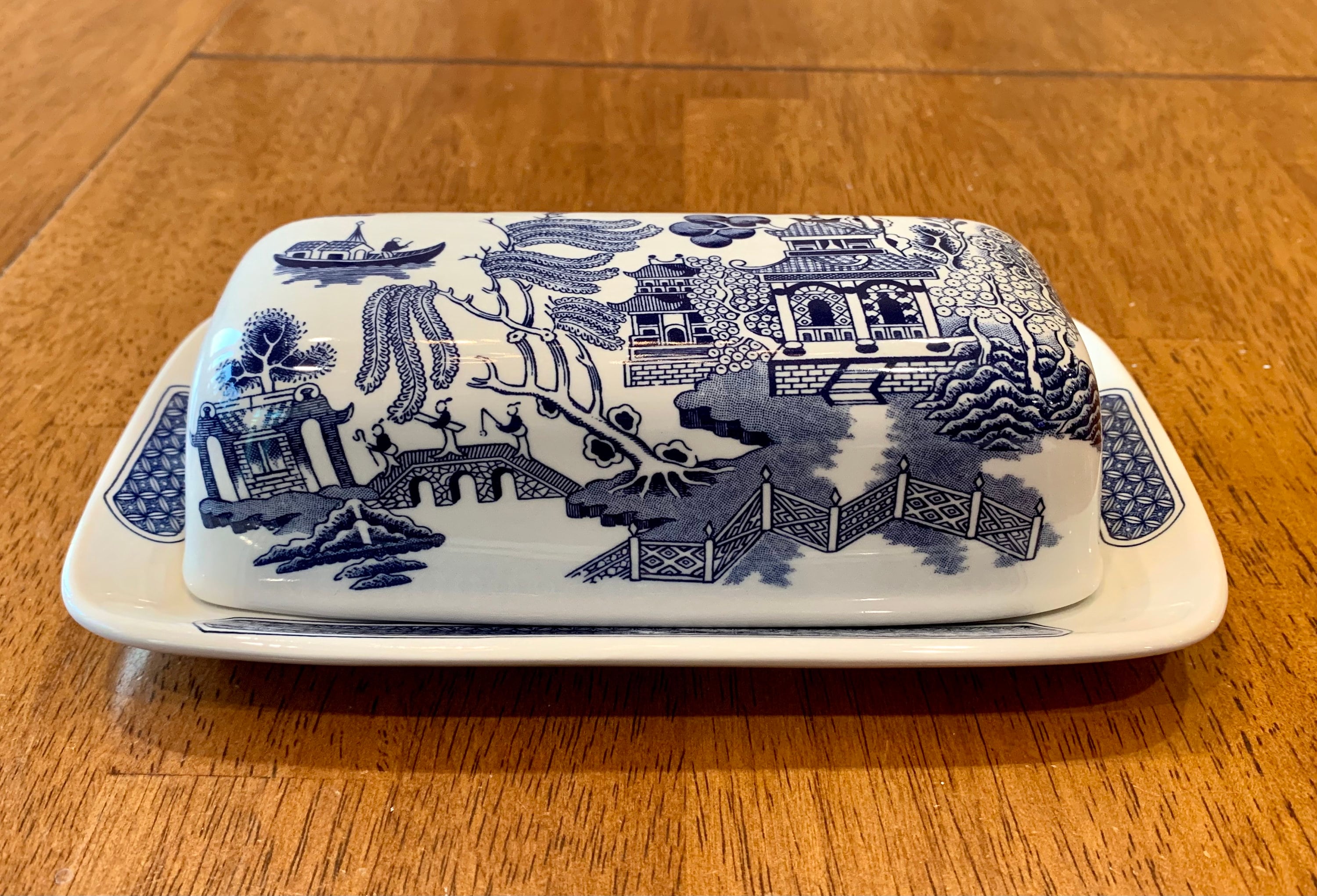 Churchill Blue Willow Butter Dish Etsy