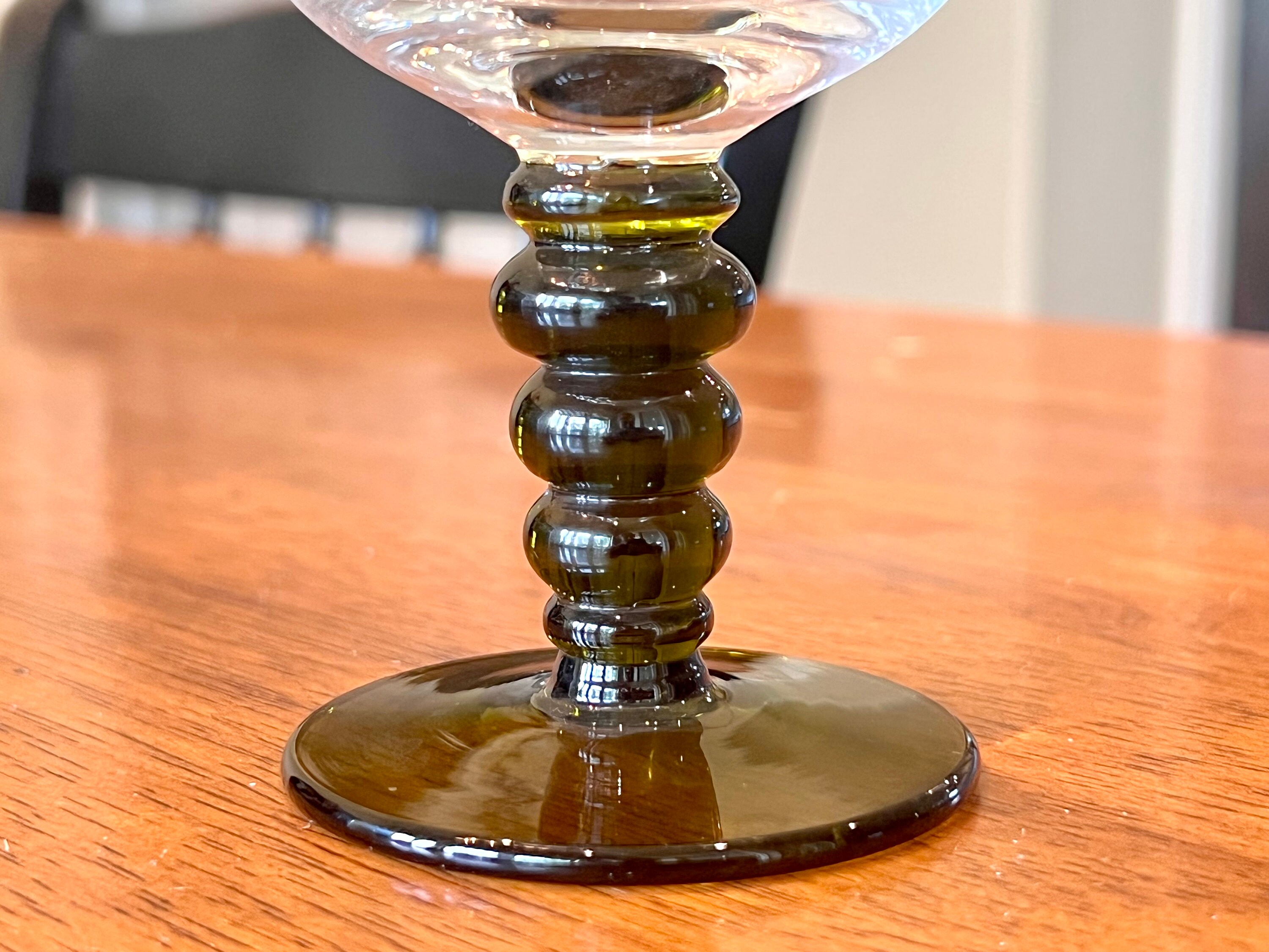 Vintage German Roemer Green Wine Cordial Glass Etched Grapes Etsy